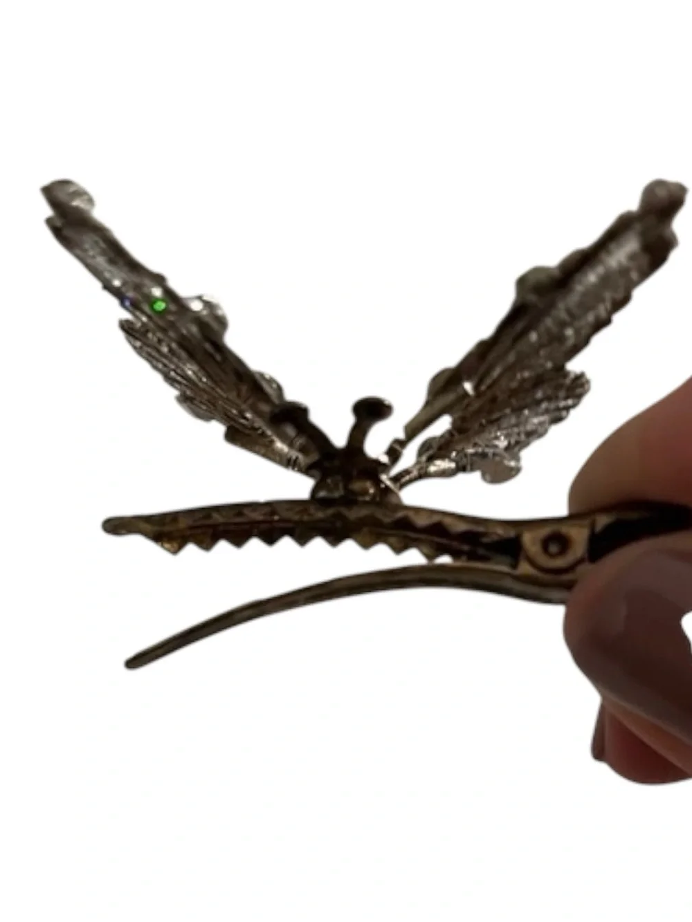 Sparkling Rhinestone Butterfly Hair Clip with Moving Wings Silver Tone Accessory